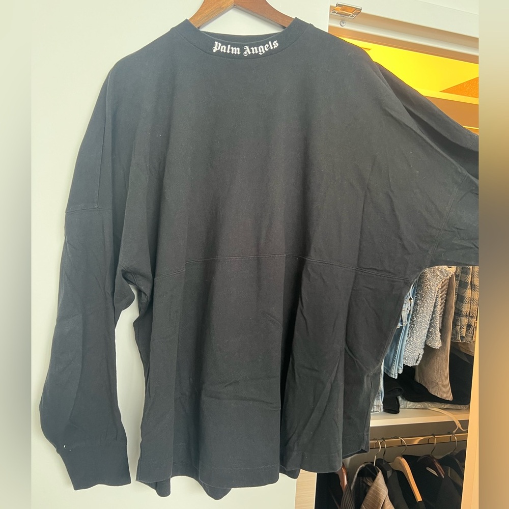 Palm Angels Black Long Sleeve Tee Casual Crew Neck